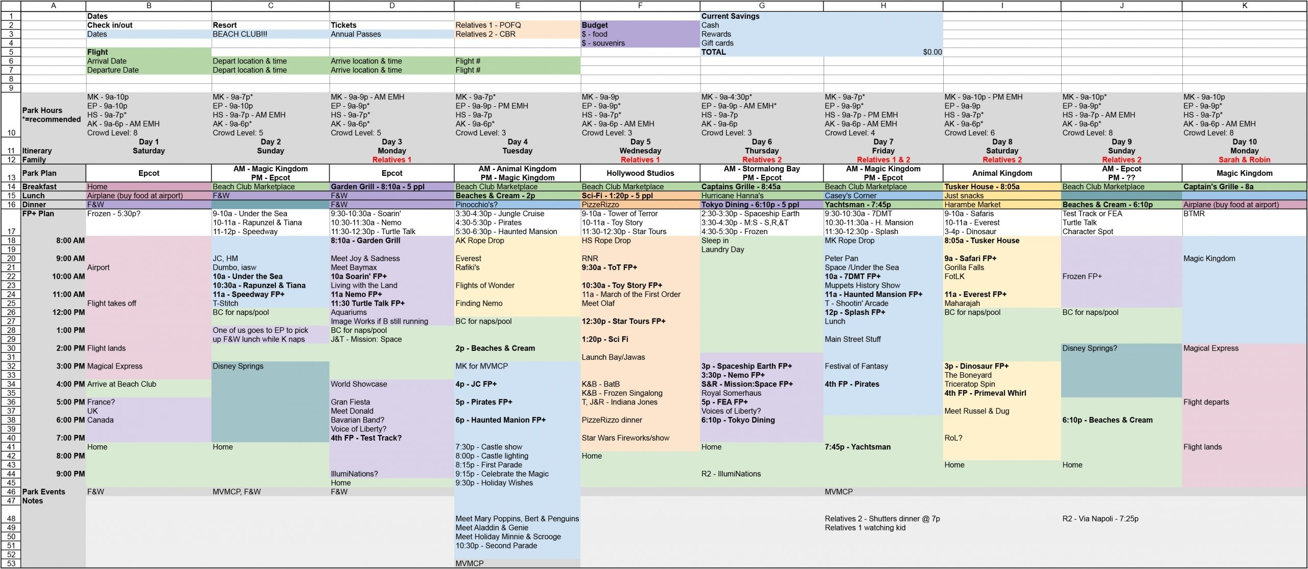 Disney World Blank Itinerary Template | Calendar Template Printable with regard to Disney World Itinerary Template Free