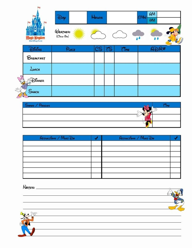 Disney World Itinerary Template Blank  Calendar Inspiration Design with regard to Disney World Itinerary Template Free