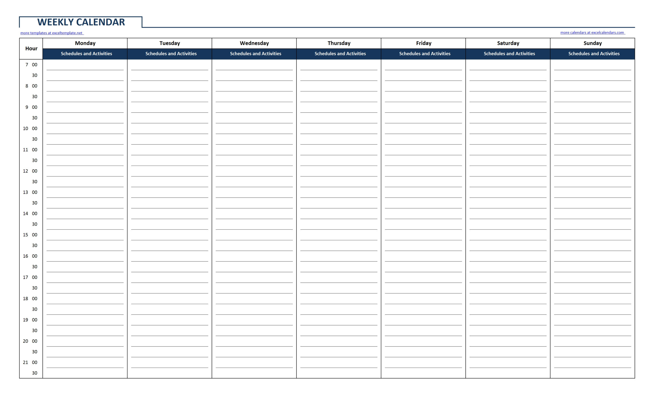 Download Free Printable Weekly Calendar With Time Slots throughout Appointment Time Slots Template