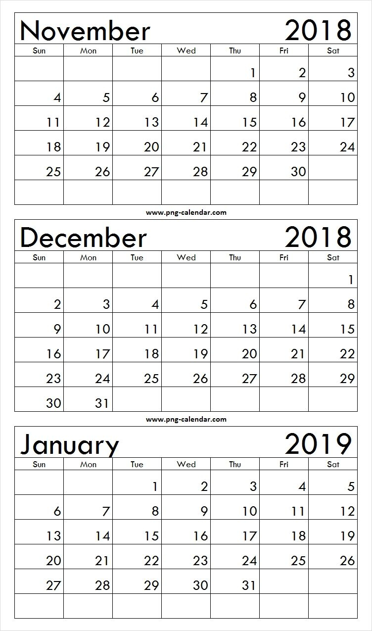 Download Printable Calendar November December 2018 January with November December And January Calendar