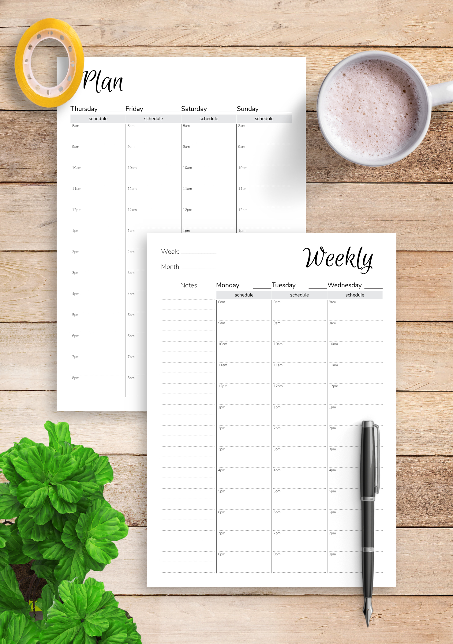 Download Printable Weekly Hourly Planner With Notes within Weekly Hourly Planner Pdf