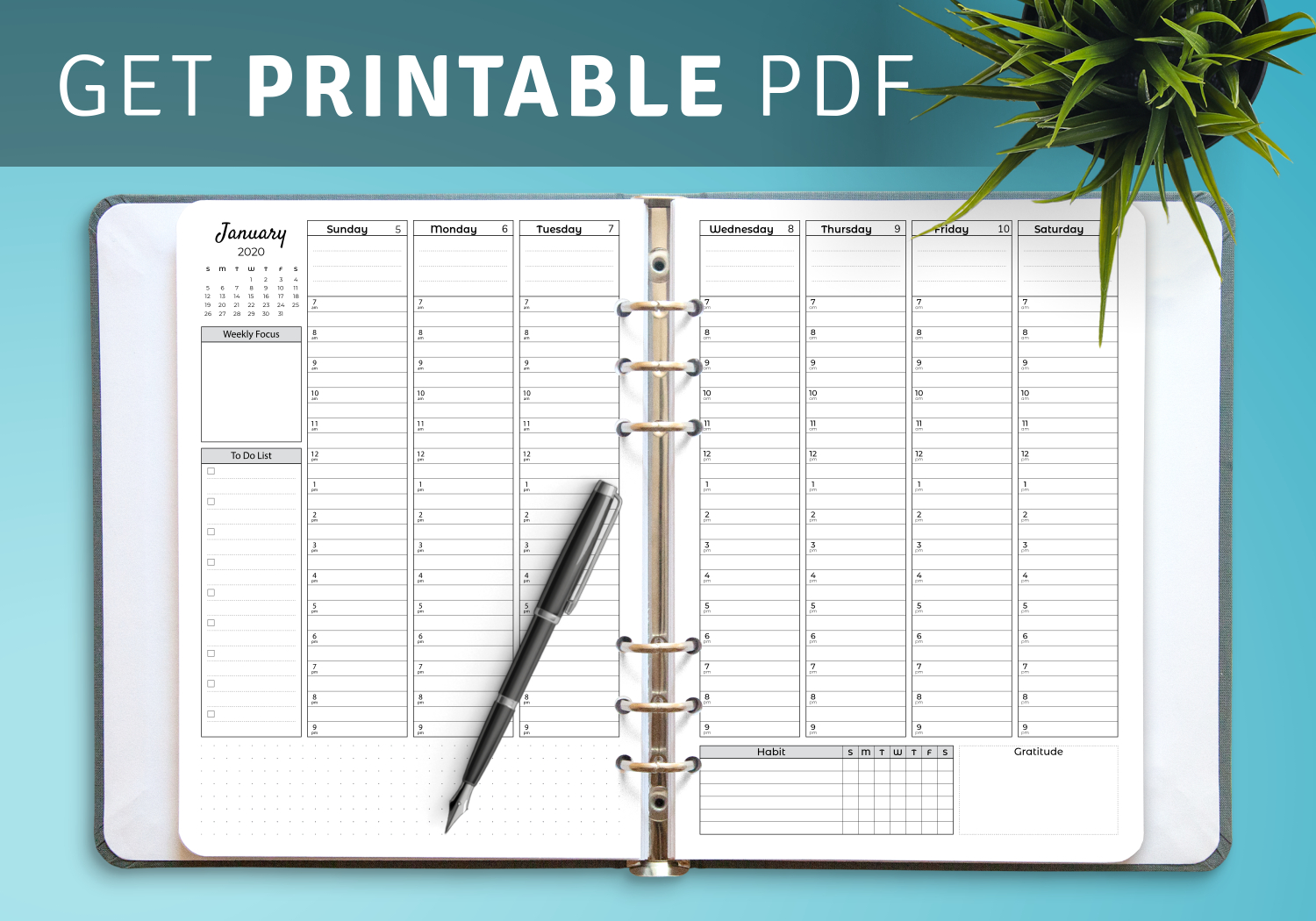 Download Printable Weekly Hourly Planner With Todo List Pdf within Hourly Calendar Template