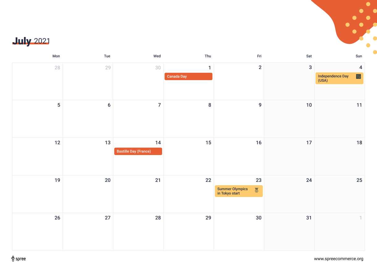 Download The 2021 Ecommerce Calendar  Holidays That Drive throughout Father&#039;S Day 2021 Calendar