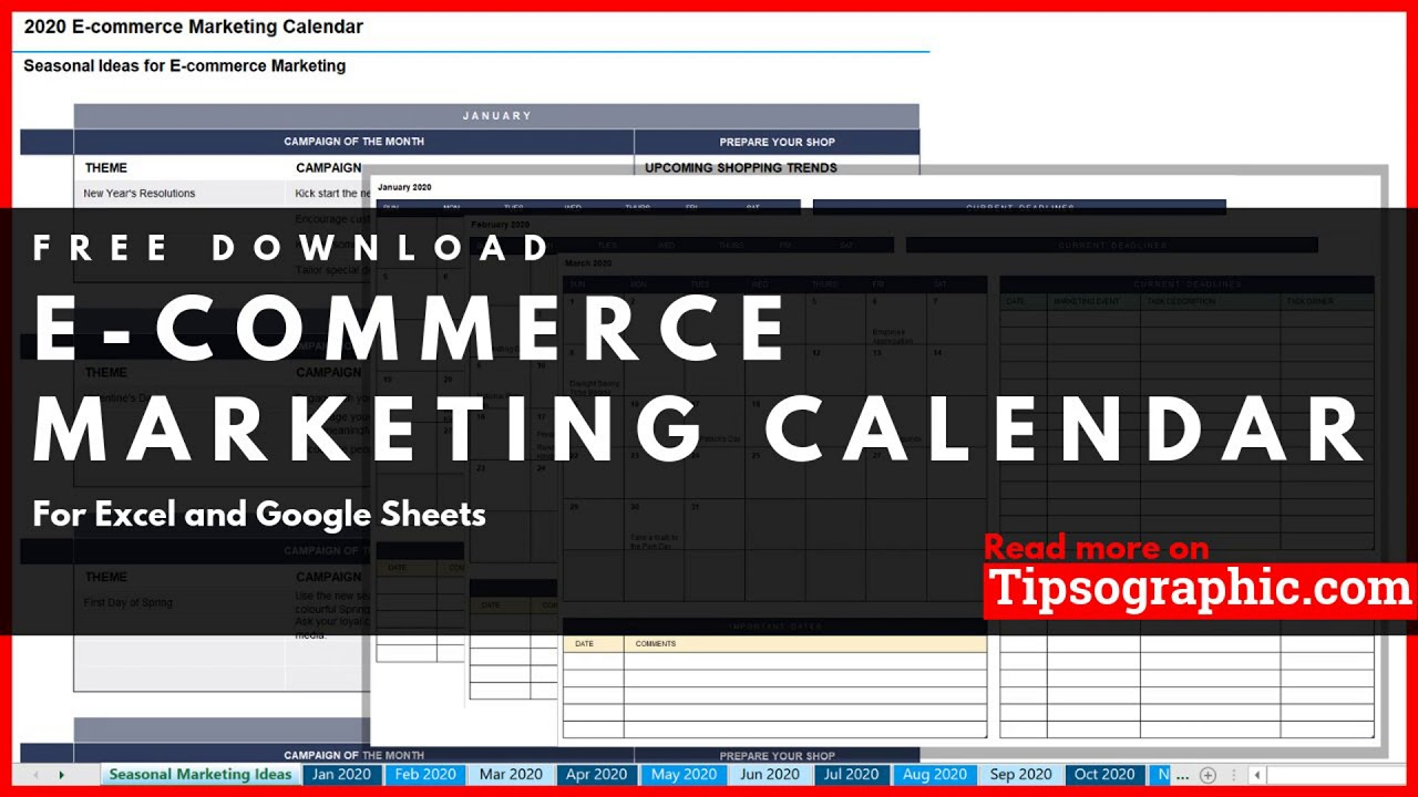 Ecommerce Marketing Calendar Template, Excel And Google with Yearly Calendar Template Google Sheets