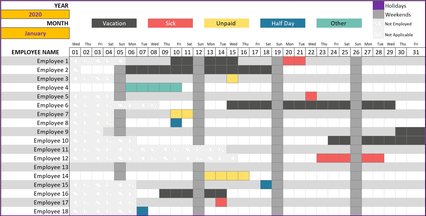 Employee 2021 Yearly Vacation Calendar | Calendar Template regarding Google Calendar Vacation Tracking