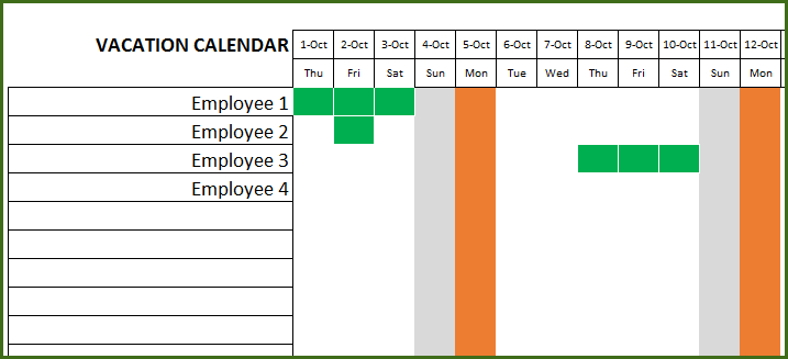 Employee Vacation Planner  Free Hr Excel Template For intended for Team Holiday Calendar