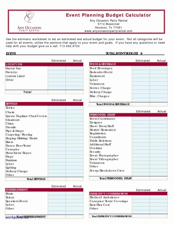 Event Planning Budget Calculator | Event Planning Budget with regard to Event Management Template Excel