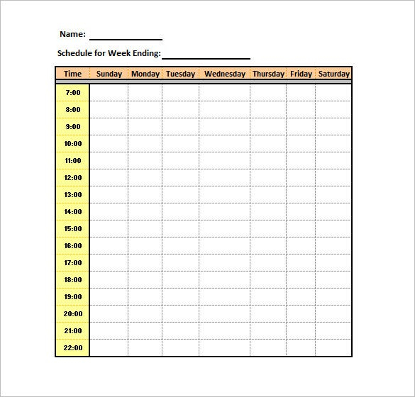 Excel Templates: Excel Hourly Schedule Template in Hourly Calendar Template