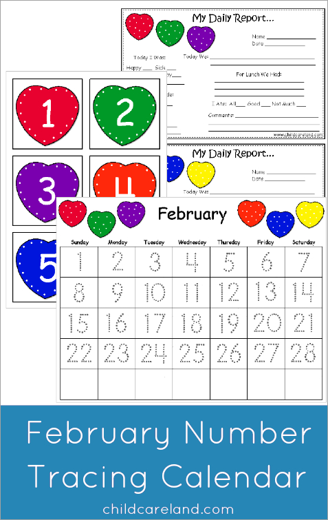 February Number Tracing Calendar | Calendar Numbers for Printable Calendar Numbers For Preschool