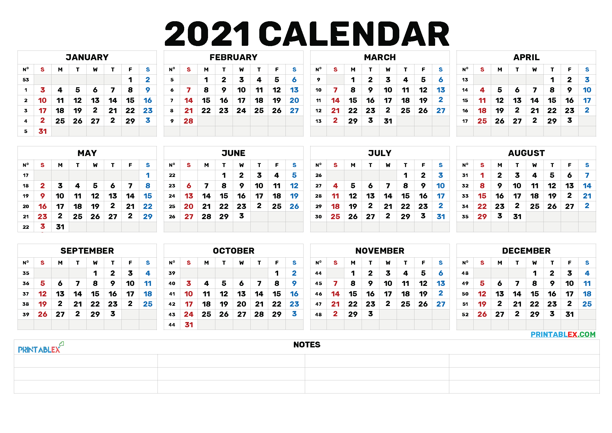 Fill In Yearly Calendar 2021 | Calendar Template Printable regarding Free Printable Calendars-Yearly-Denoting Weeks Within Month