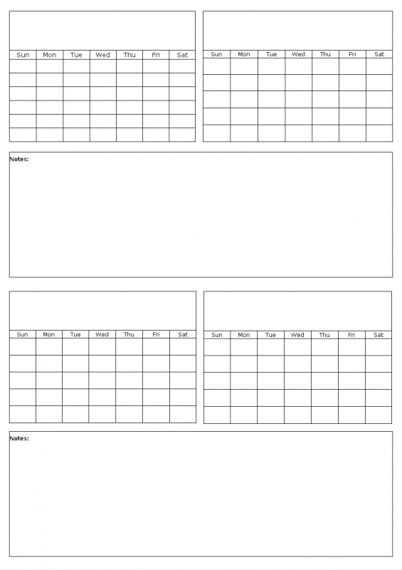 Four Month Calendar Template :Free Calendar Template inside 4 Month Blank Calendar