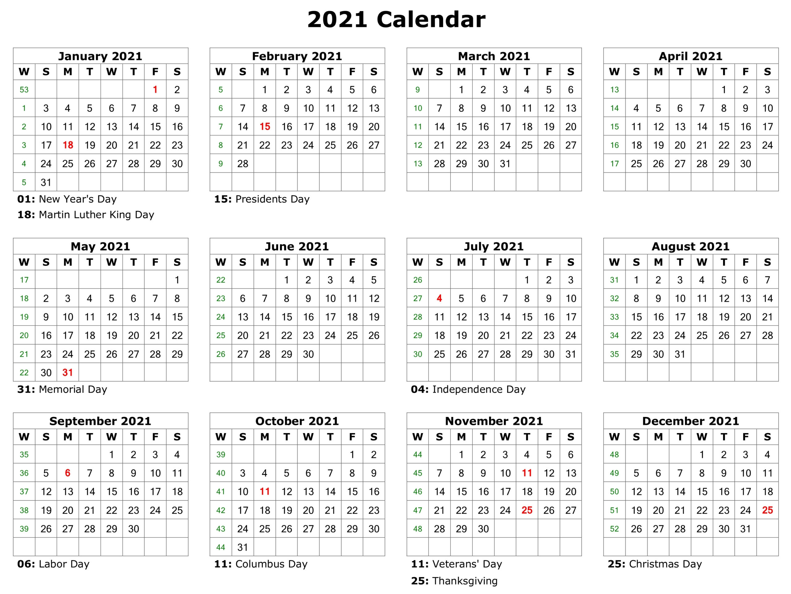 Free 2021 Printable Monthly Calendar With Holidays Word with Calendarpedia 2021 Printable Free Us Calendar Landscape