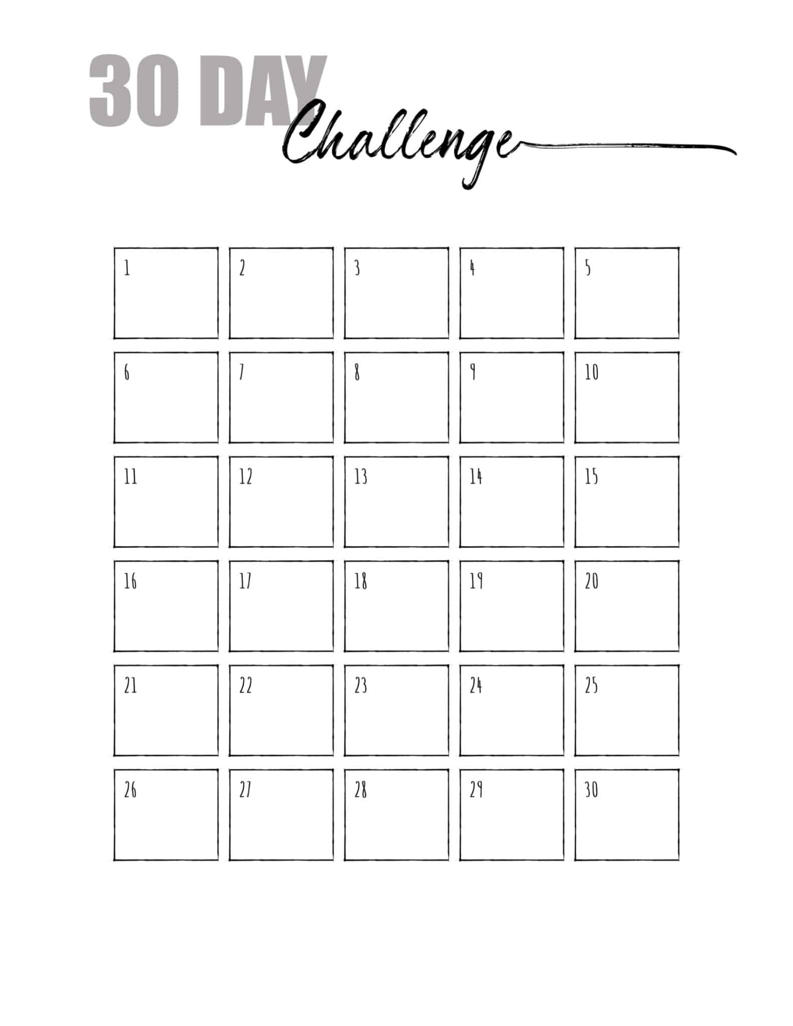 Free 30 Day Challenge Calendar pertaining to Thirty Day Calendar