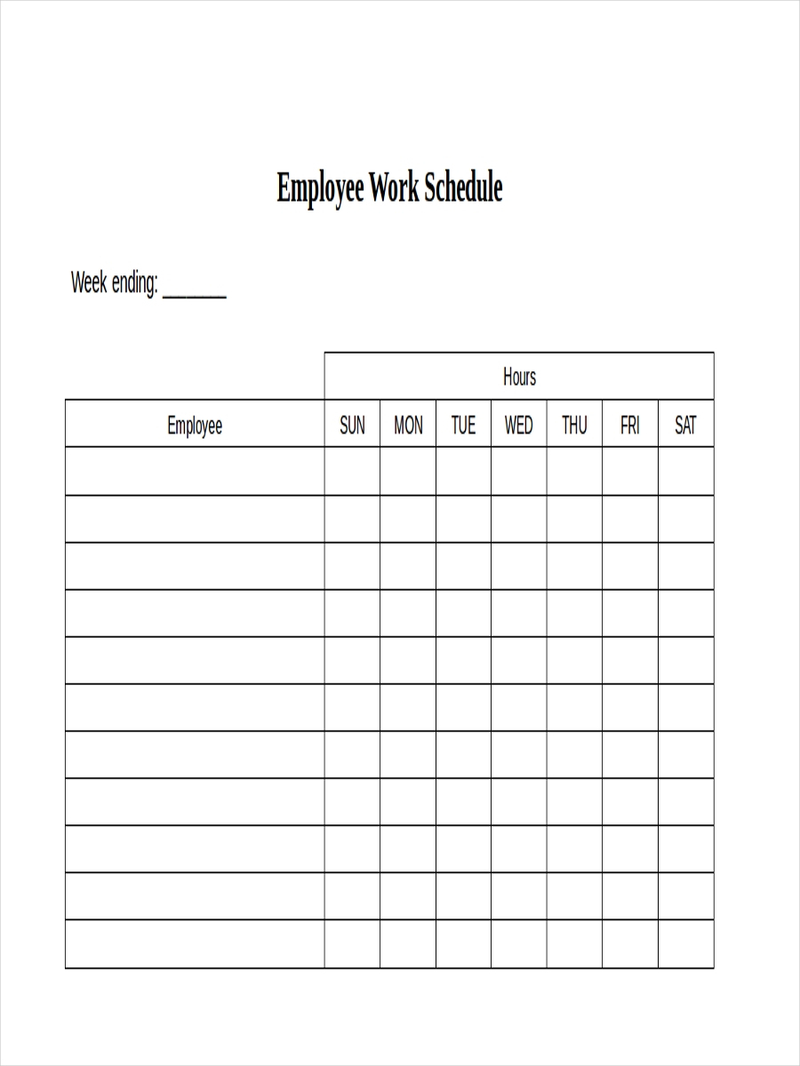 Free 7+ Blank Schedule Examples &amp; Samples In Google Docs with Blank Employee Schedule