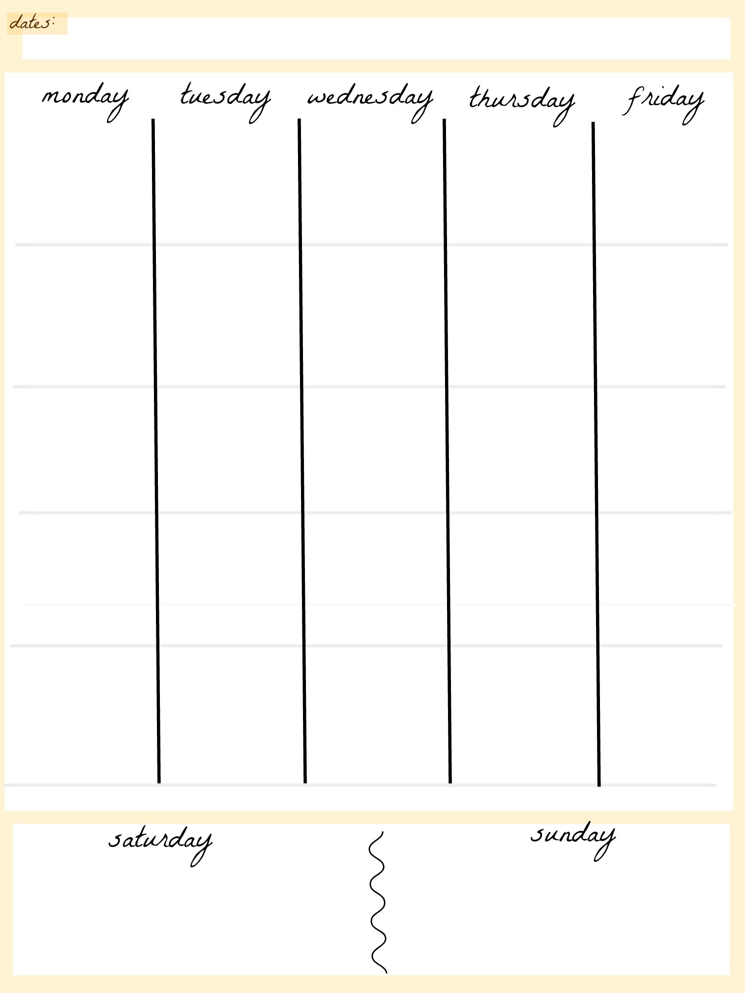 Free Blank Calendar Template 5 Day Week  Template for Printable Calendar Weekdays Only