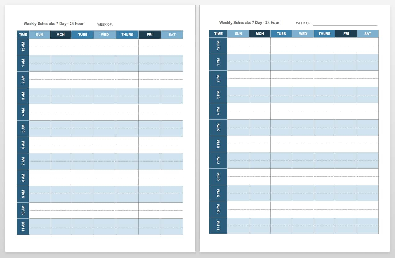 Free Blank Calendar Templates  Smartsheet within Printable Weekly Calendar With Times