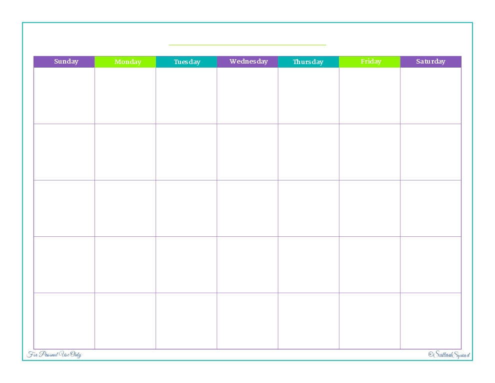 Free Blank Printable 30 Day Calendar :Free Calendar Template with regard to Blank 30 Day Calendar