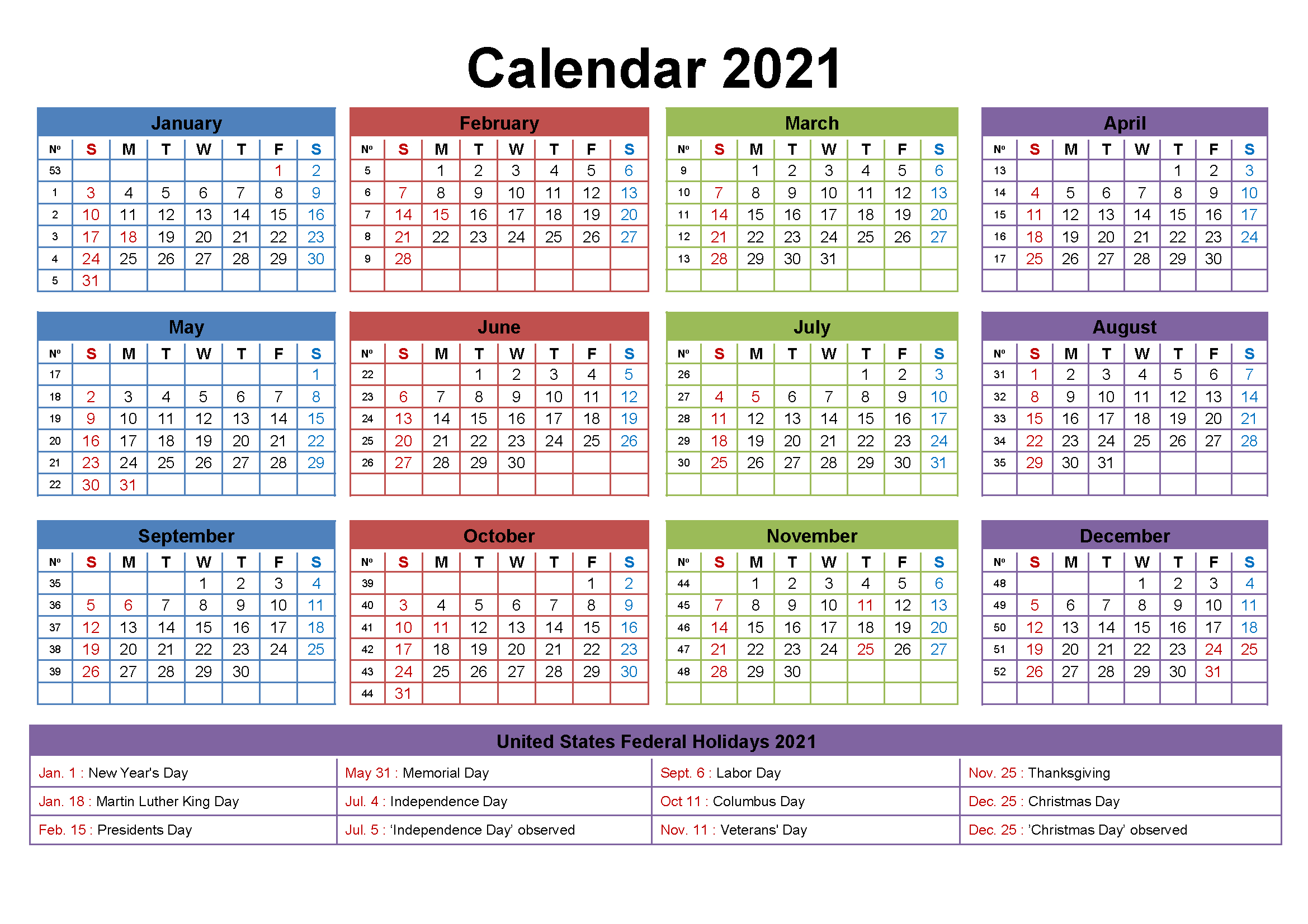 Free Editable 2021 Calendar Printable Template within Calendar 2021 With Holidays