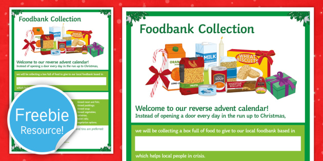 Free!  Foodbank Reverse Advent Calendar Poster within Reverse Advent Calendar Template