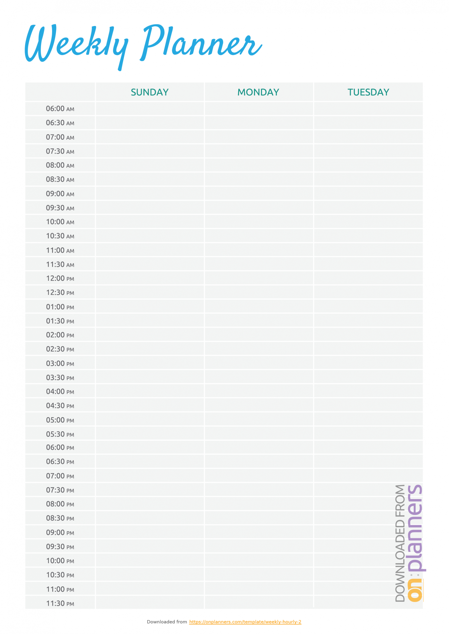 Free Hourly Planner Template | Calendar For Planning regarding Hourly Calendar Template