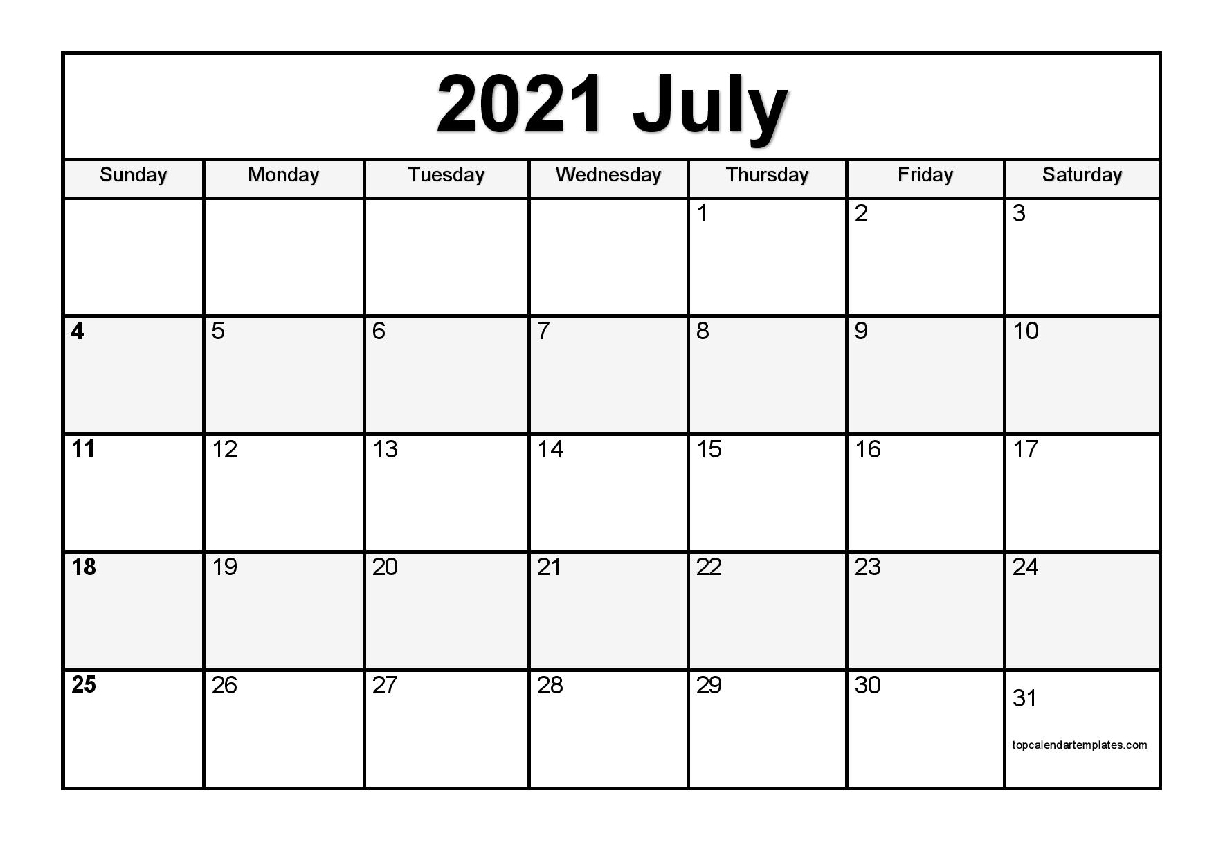 Free July 2021 Printable Calendar  Monthly Templates pertaining to 2021 Printable Calendar By Month With Lines