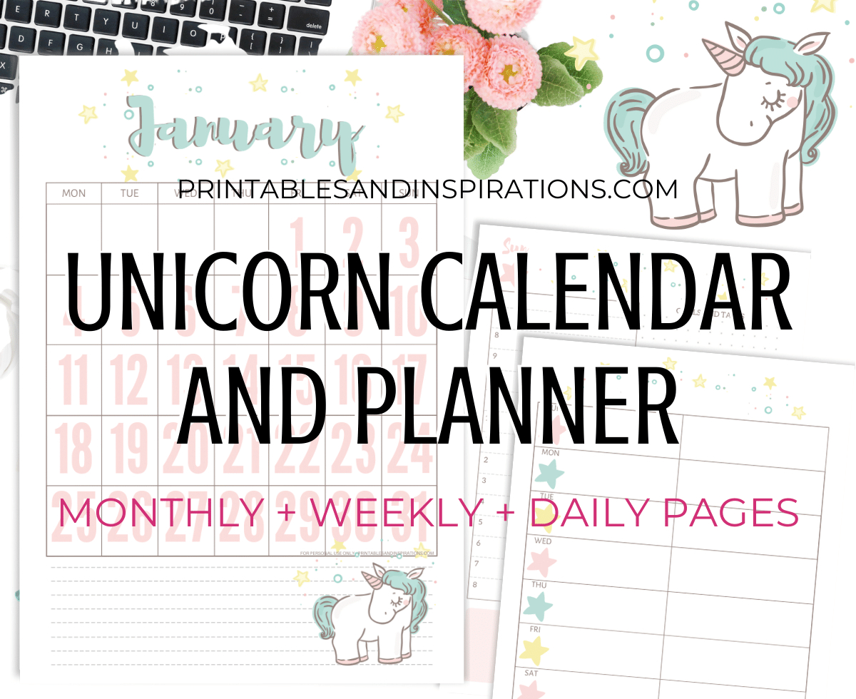 Free Printable 2021 Unicorn Calendar And Planner Pages for Advice From A Unicorn Calendar
