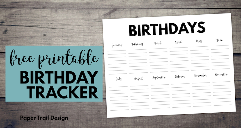 Free Printable Birthday Calendar Template  Paper Trail Design throughout Printable Birthday Calendar For Classroom