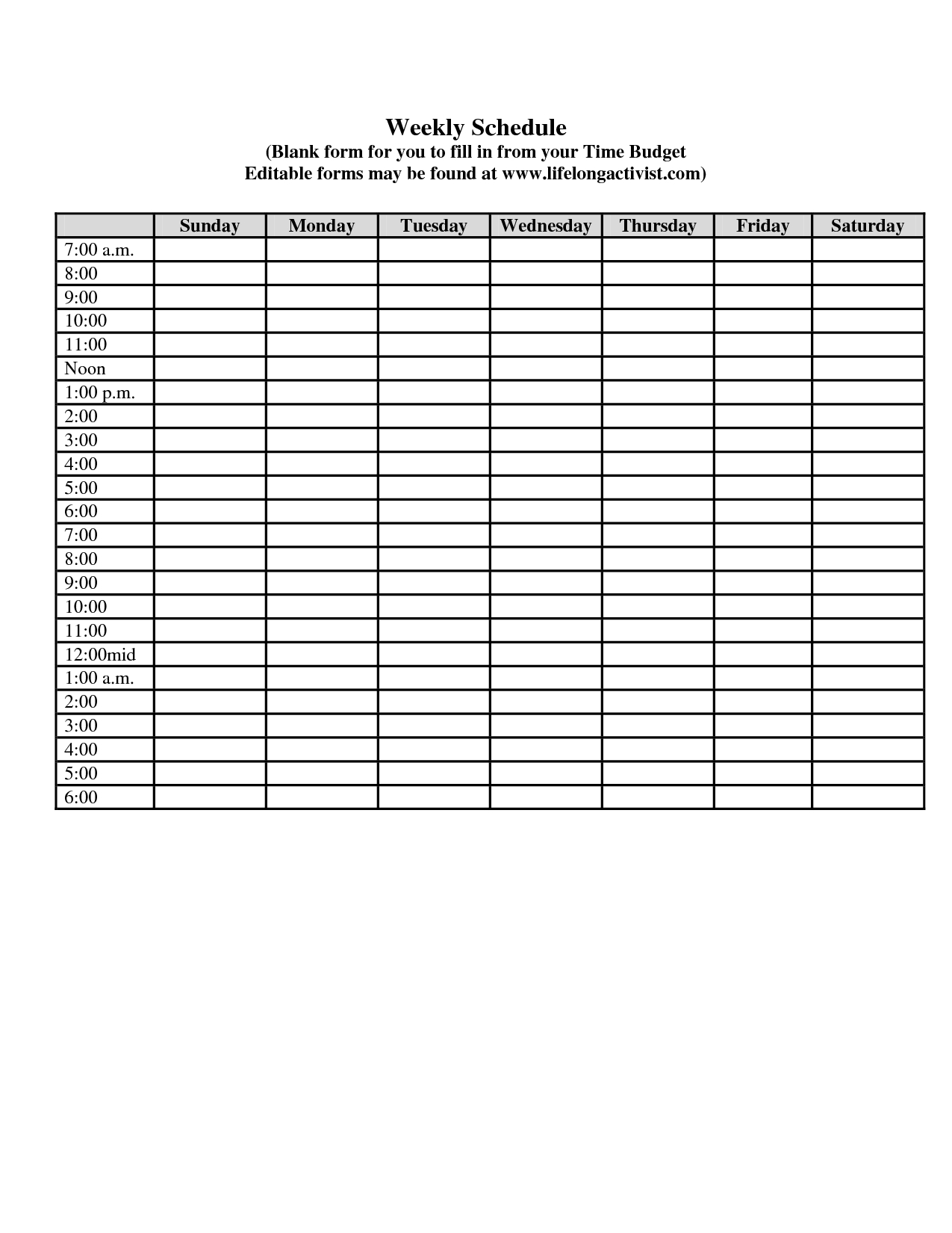 Free Printable Blank Employee Schedules | Calendar regarding Blank Employee Schedule Template