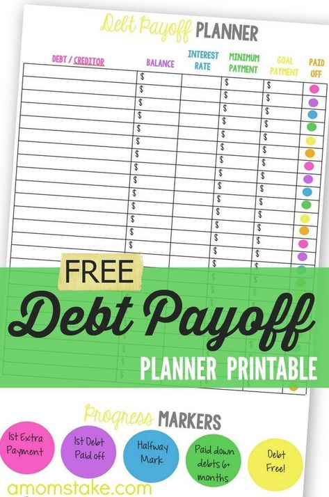 Free Printable Debt Payoff Planner  Great Way To Track with Amomstake Com Bill Payment Checklist