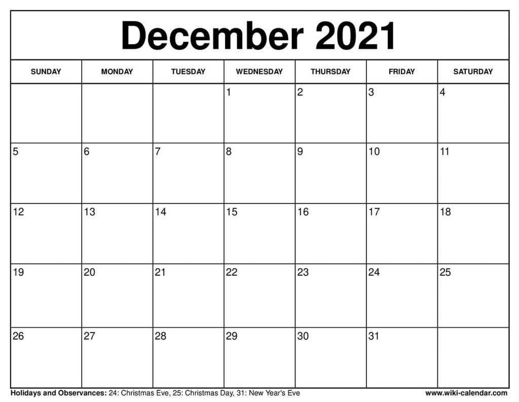 Free Printable December 2021 Calendars with December Win Calendar