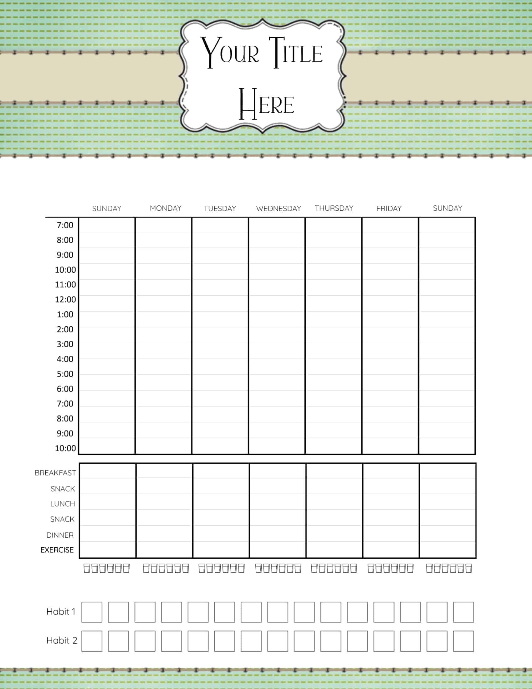 Free Printable Hourly Planner  Daily, Weekly Or Monthly with Hourly Calendar Template