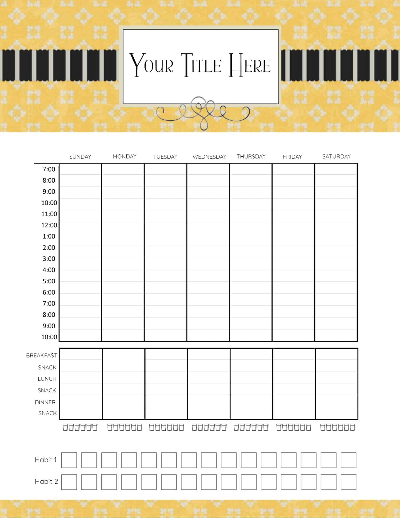 Free Printable Hourly Planner  Daily, Weekly Or Monthly within Blank Weekly Hourly Schedule