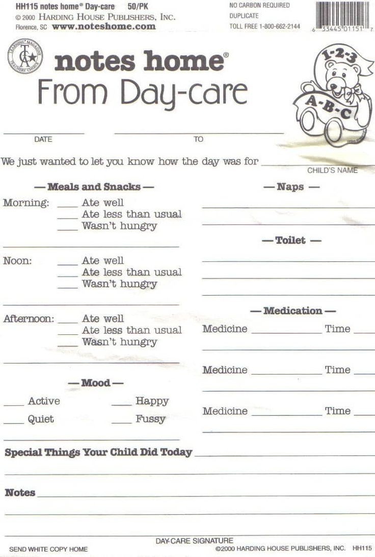 Free Printable Infant Daily Sheets  | Starting A for Daycare Daily Report Sheets
