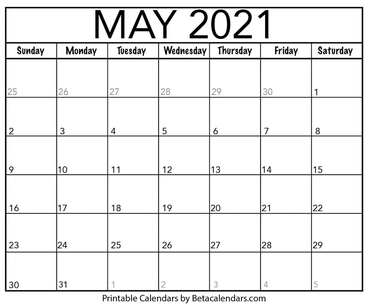 Free Printable May 2021 Calendar throughout Printable Calendars By Beta Calendars