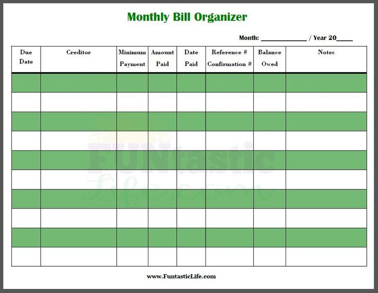 Free Printable Monthly Bill Organizer | Bill Organization regarding Monthly Bill Template Free Printable