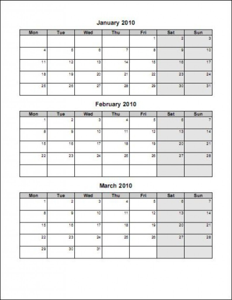 Free Printable Three Month Calendar  Template Calendar Design within 3 Year Printable Calendar