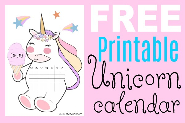 Free Printable Unicorn Calendar  Shesaved® with Advice From A Unicorn Calendar