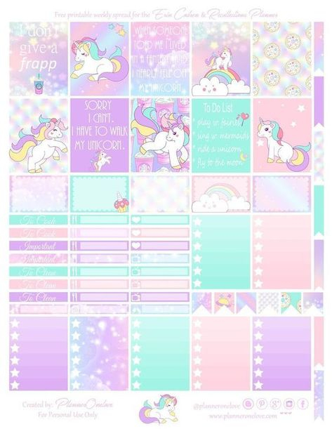 Free Printable Unicorn Planner Stickers From Planner within Advice From A Unicorn Calendar
