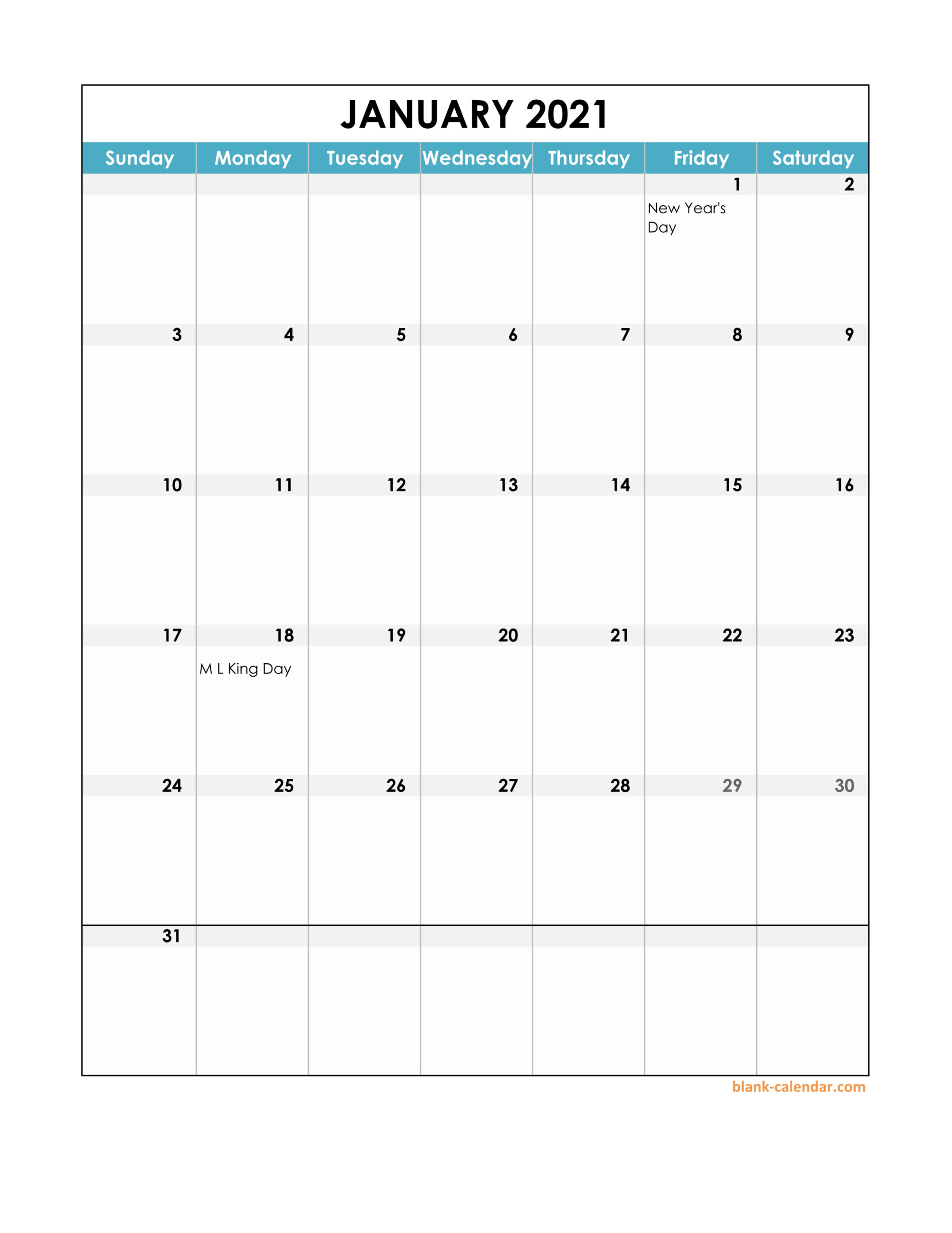 Free Printable Vertical Monthly Calendar 2021 | Free for 2021 Printable Calendar By Month With Lines