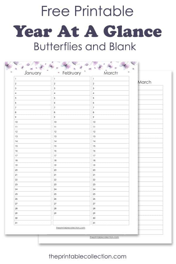 Free Printable Year At A Glance Calendar | The Printable within At A Glance Calendar Printable