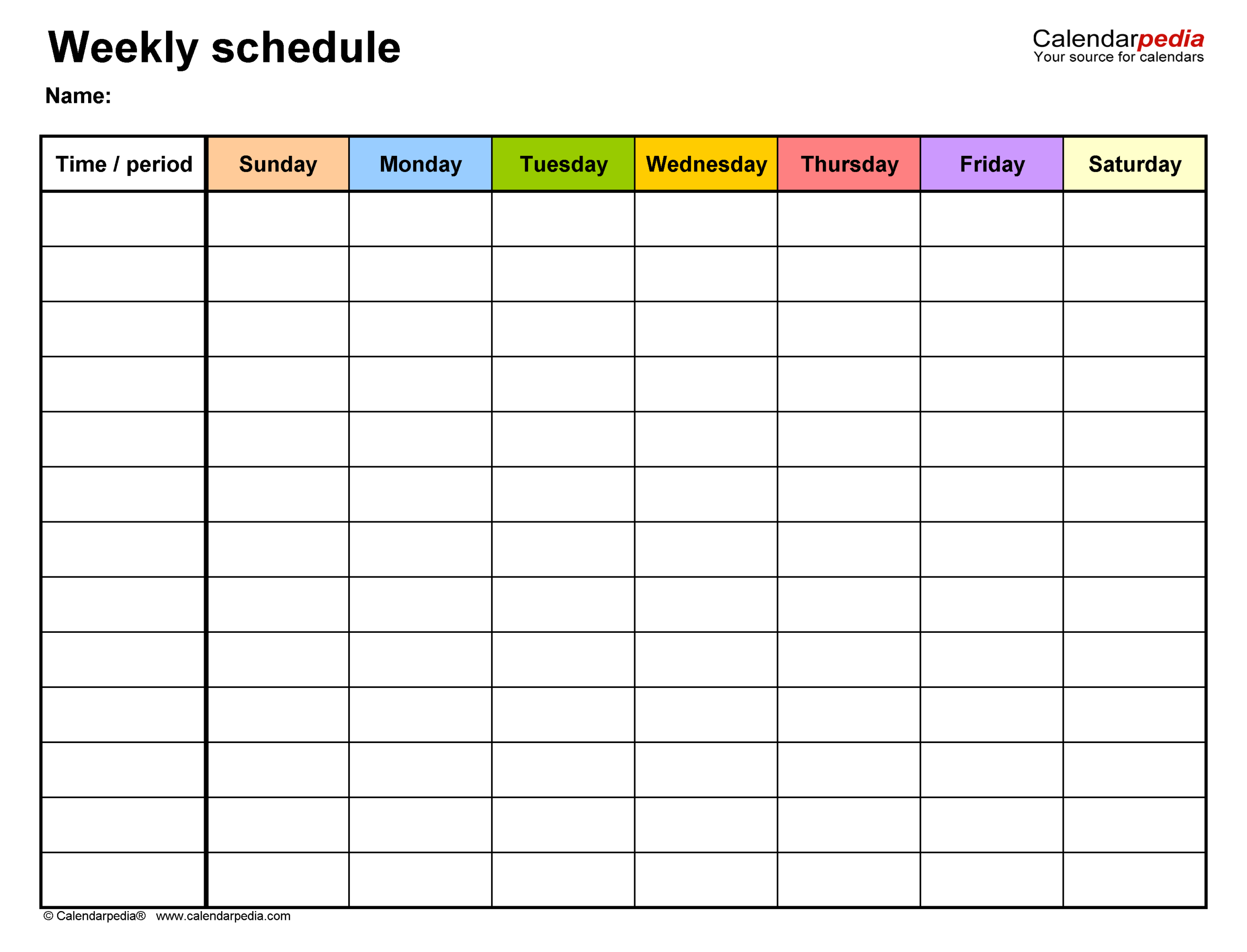 Free Weekly Schedules For Excel  18 Templates with regard to Blank Employee Schedule