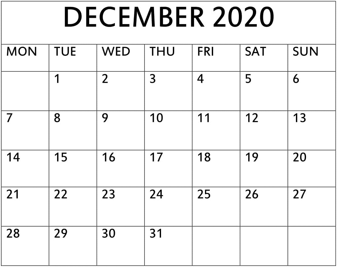 Get Holiday Theme December 2020 Printable | Calendar in December Win Calendar