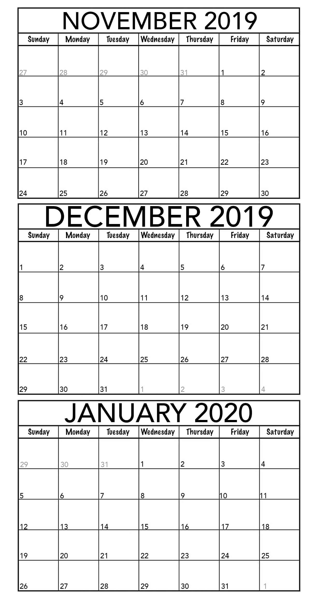 Get January Through December 2020 Calendar | Calendar throughout November December And January Calendar