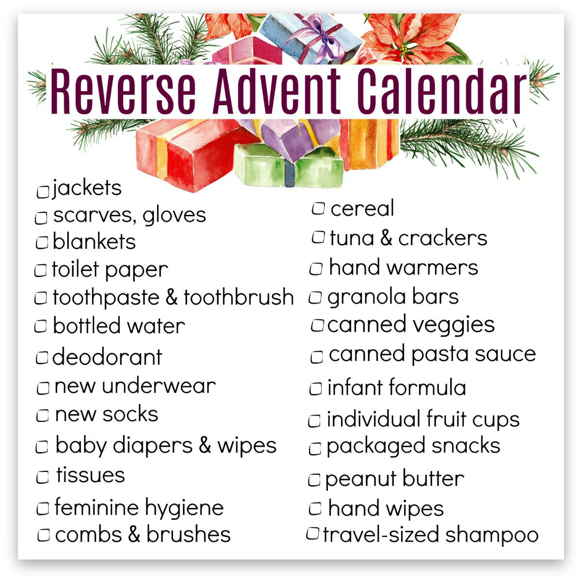 Give Back This Season With A Reverse Advent Calendar intended for Reverse Advent Calendar Template