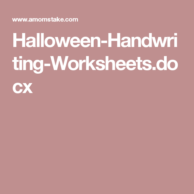 Halloweenhandwritingworksheets.docx | Handwriting inside Amomstake Com Bill Payment Checklist