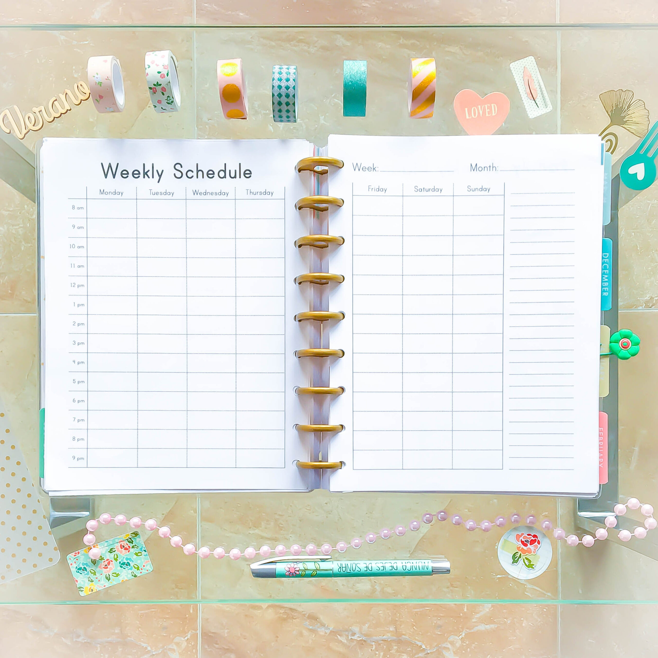 Happy Planner Hourly Weekly Schedule Printable Pdf Mambi regarding Weekly Hourly Planner Pdf