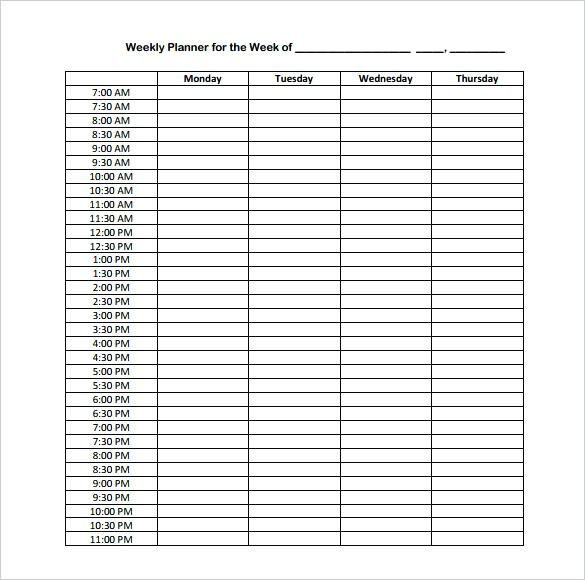 Hourly Weekly Calendar Template Time With Slots Excel with regard to Weekly Planner With Time Slots Printable