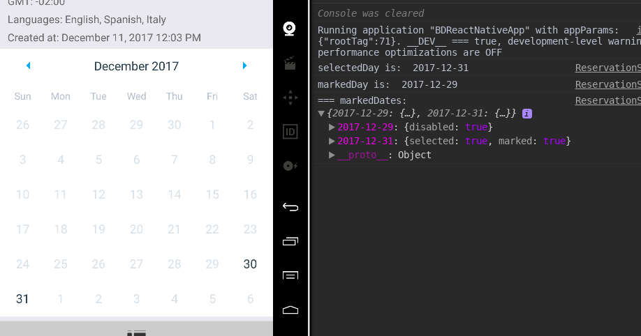 How To Update Markeddates From Ondaypress Event  Fantas…Hit within React Native Calendars Agenda Example