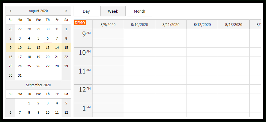 Html5Javascript Calendar With Dayweekmonth Views (Php with Php Mysql Calendar Date Picker