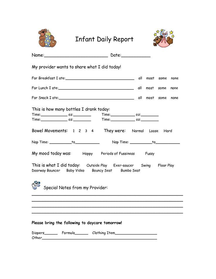 Infant Daily Report | Daycare Forms | Pinterest | Infant pertaining to Daycare Daily Report Sheets